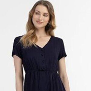 simple  cotton short sleeve black dress elastic wait sz LG San Francisco